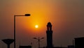 Muslim minaret during sunset in Qatar