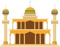 Muslim mosque isolated flat facade on white background. Flat with shadows architecture object