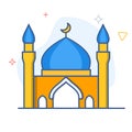 Muslim mosque line vector illustration.