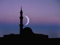 Muslim Mosque, Night Moon Royalty Free Stock Photo