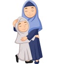 Muslim mother and daughter hugging
