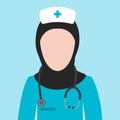 Muslim Nurse Paramedic Avatar Wearing Hijab Clipart Icon PNG Illustration