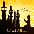 Muslim offering namaaz for Eid