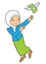 Muslim office lady with flying money