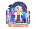 Muslim People are celebrating the Islamic new year by holding a torch parade. Happy Islamic New Year or Hijri New Year Royalty Free Stock Photo