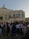 Muslim people coming out from masjid after praying