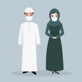 Muslim people wearing face mask, Arabic people icon illustration Royalty Free Stock Photo