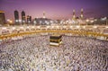 Muslim pilgrims from all around the world doing tawaf, in Masjidil Haram Mosque. Royalty Free Stock Photo