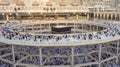 Muslim pilgrims from all over the world gathered to perform Umrah or Hajj around the Ka'bah at the Haram Mosque in Mecca Royalty Free Stock Photo