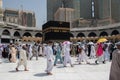 Muslim pilgrims at The Kaaba during tawaf. Holy Kaaba in the Masjid Haram