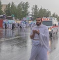 Muslim pilgrims praying on jabal Arafat, HajjHajj pilgrim prayingMuslim man wearing hajj cloth, Mecca, Saudi Arabia, August 10, Royalty Free Stock Photo