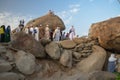 Muslim pilgrims in the Thawr Cave. Jabal Thawr or Thur is historical place in Islamic world.