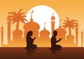 Muslim pray in mosque,silhouette design Royalty Free Stock Photo