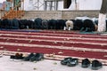 muslim prayer for god in the mosque. Muslims people is on his knees praying. Holy month of Ramadan Muslims. Moslem Royalty Free Stock Photo