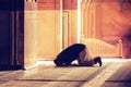 The muslim prayer for god in the mosque. Royalty Free Stock Photo