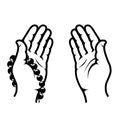 Muslim prayer, hands with beads, open palms, islamic praying, namaz