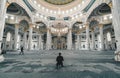 Muslim Prayer in Hazrat Sultan Mosque inside prayer room Astana Kazakhstan Royalty Free Stock Photo