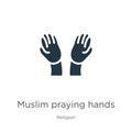 Muslim praying hands icon vector. Trendy flat muslim praying hands icon from religion collection isolated on white background. Royalty Free Stock Photo
