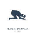 muslim praying icon in trendy design style. muslim praying icon isolated on white background. muslim praying vector icon simple Royalty Free Stock Photo