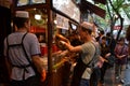 The Muslim quarter in Xi`An flocked by tourists. The area is fam