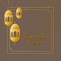 Muslim ramadan kareem nice brown card Free Vector