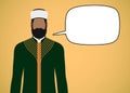 Muslim religious leader with empty speech bubble, vector illustration