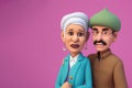 Muslim senior couple looking distressed or worried in 3D render style, Generative AI