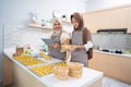 muslim small business owner making homemade nastar snack to sel