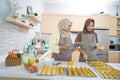 muslim small business owner making homemade nastar snack to sel