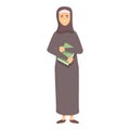 Muslim student girl icon cartoon vector. Arab education