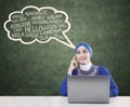Muslim student learn multilanguage Royalty Free Stock Photo