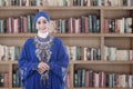 Muslim student in library