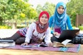 Muslim students studying