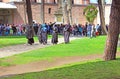 Muslim veiled woman and tourists in Istanbul, Turkey