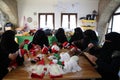 Muslim veiled women make Christmas games in Gaza Strip Royalty Free Stock Photo