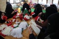 Muslim veiled women make Christmas games in Gaza Strip Royalty Free Stock Photo