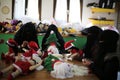 Muslim veiled women make Christmas games in Gaza Strip Royalty Free Stock Photo