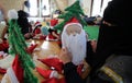 Muslim veiled women make Christmas games in Gaza Strip Royalty Free Stock Photo