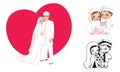 Muslim wedding cartoon Royalty Free Stock Photo