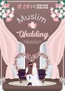 Muslim wedding ceremony invitation flat vector template