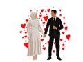 Muslim wedding couple with love background Royalty Free Stock Photo