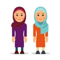 Muslim woman or Arab woman. Cartoon character stand in the tradi