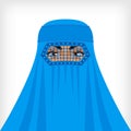 Muslim woman in blue burqa