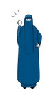 Muslim woman in burqa posing with guts
