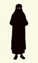 Muslim woman in burqa. Vector drawing