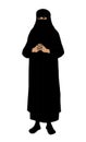 Muslim woman in burqa. Vector drawing