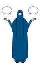 Muslim woman in burqa with wipeout and comparison