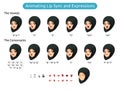 Muslim Woman Cartoon Character for Animating Lip Sync and Expressions Royalty Free Stock Photo