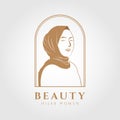muslim woman. cute smile beautiful woman wearing hijab vector illustration