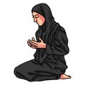 Muslim Woman Girl Lady Islam Islamic Pray Prayer Dua Drawing Cartoon